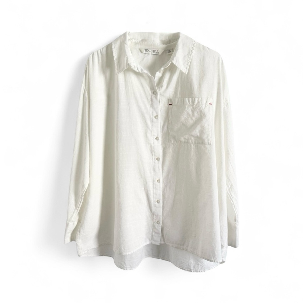 BEAUTIFUL BY LAWRENCE ZARIAN COTTON BOYFRIEND SHIRT PLUS SZ 1X - Picture 3 of 5
